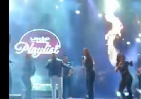 Backing vocal da banda Limão com Mel tem cabelo atingido por fogo; vídeo
