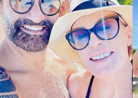 Ana Maria Braga mostra barriga chapada de biquíni durante feriado com namorado