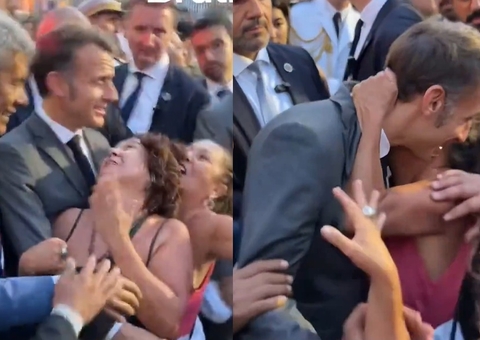 Vídeo de Macron sendo agarrado por mulheres em Salvador viraliza