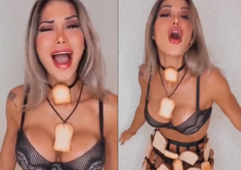 Maíra Cardi dança com lingerie de pães para homenagear Arthur e internautas não perdoam