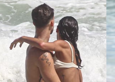 Bruna Marquezine e João Guilherme trocam carinhos em dia de praia; fotos