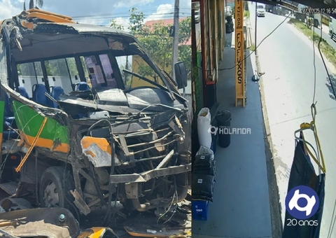 Vídeo mostra momento exato de acidente entre Amarelinho e caçamba no Nova Cidade