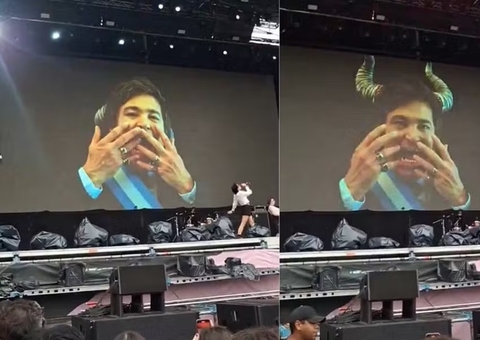 Banda coloca Milei como diabo com cabeça explodida no Lollapalooza Argentina