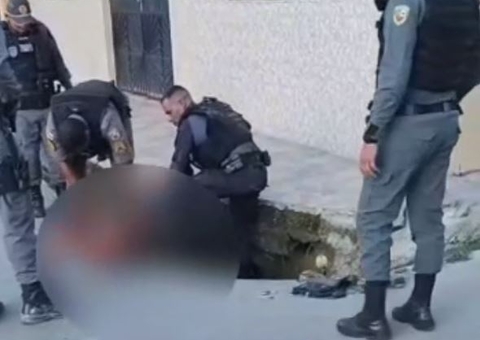 Vídeo: Traficantes se escondem dentro de bueiro durante fuga em Manaus 