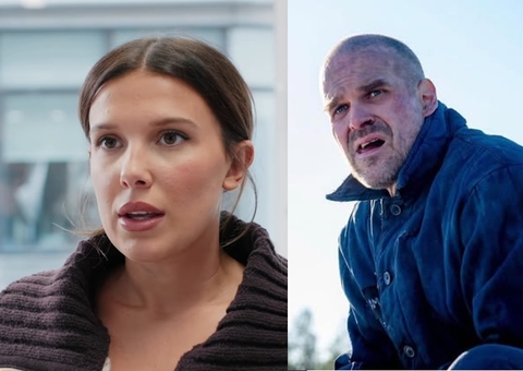 Millie Bobby Brown e David Harbour trocam abraços em 1ª aparição após polêmica; vídeo