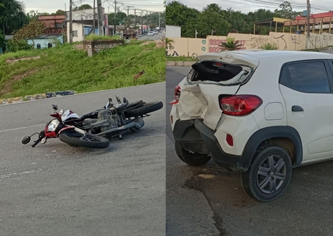 Motociclista achata traseira de carro em acidente violento na Cidade Nova