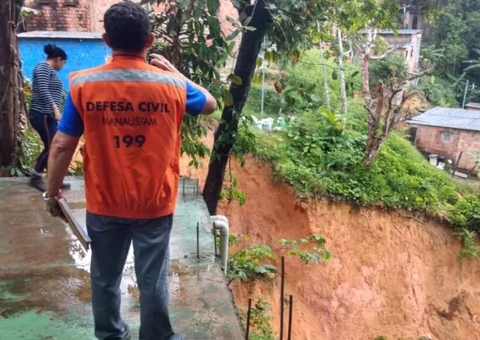 Defesa Civil emite alerta de risco de deslizamentos de terra em Manaus