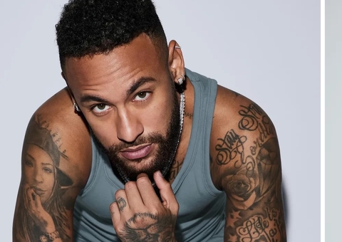De cueca, Neymar faz campanha para marca de roupas íntimas de Kim Kardashian