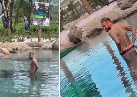Neymar mergulha em lago interditado em mansão no Rio