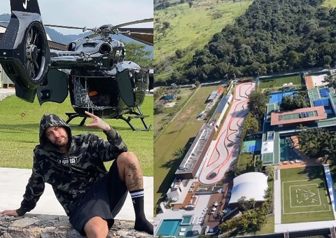 Neymar Jr. exibe vista aérea de sua mansão com pista de kart; vídeo