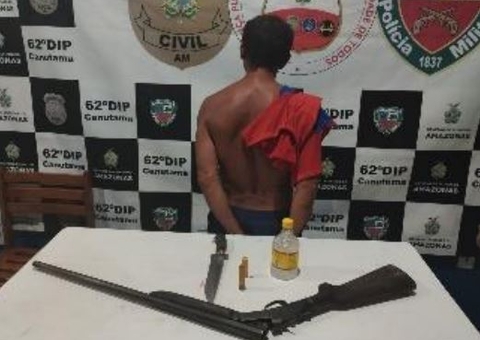 Homem é preso por tentar matar mulher a facadas e tiros em Canutama
