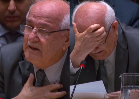 Embaixador da Palestina na ONU chora ao falar de crianças mortas em Gaza 
