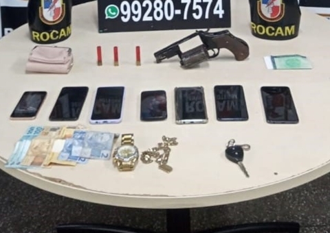 Quarteto é detido pela Rocam com celulares roubados no Mutirão