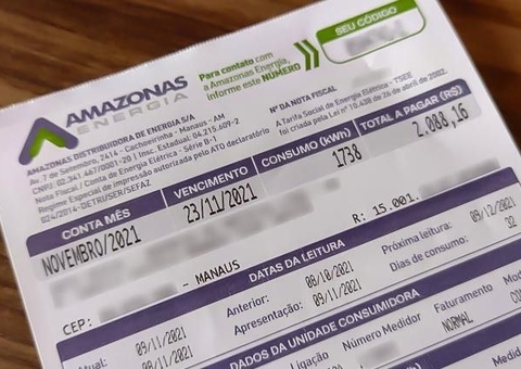 PL prevê comprovante de medição de energia elétrica anexado à conta no Amazonas