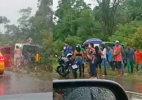 Acidente: Ônibus capota na AM-070 em Iranduba; vídeo