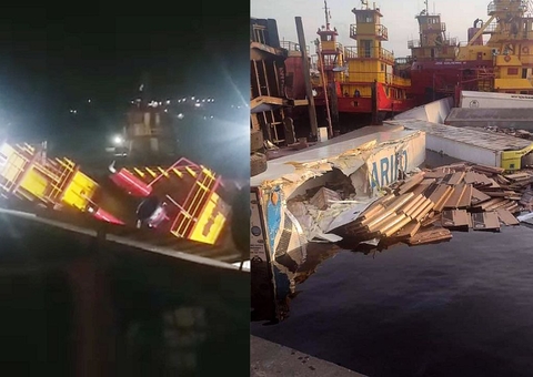 Vídeos: Embarcações e carretas cheias de mercadoria afundam em Porto de Manaus