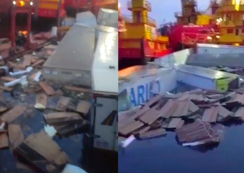 Vídeos mostram TVs 4K boiando no Rio Negro após acidente em porto em Manaus