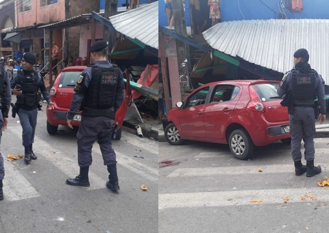 Perseguição e tiroteio deixa dois feridos e comércio destruído em Manaus; Vídeos