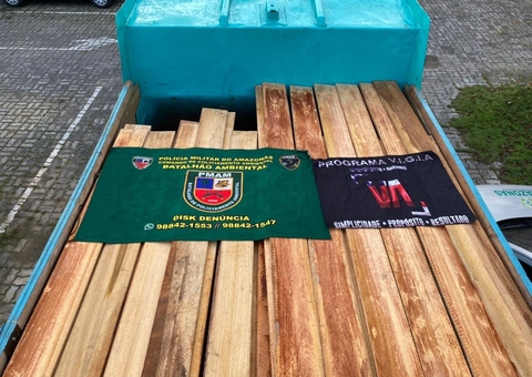 Caminhões com 19 metros cúbicos de madeira ilegal são apreendidos na AM-070