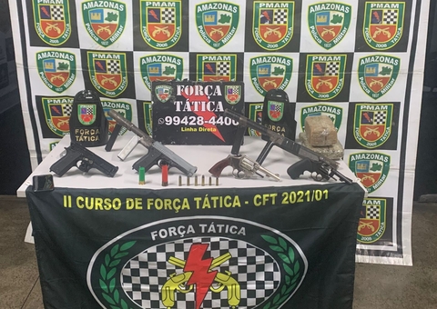 Polícia apreende cinco armas e várias munições em Manaus