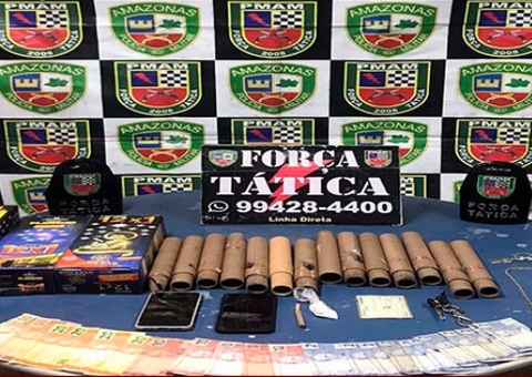 Integrantes de facção criminosa são presos com fogos e drogas no Amazonas