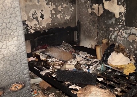 Família é socorrida após casa pegar fogo no Novo Israel