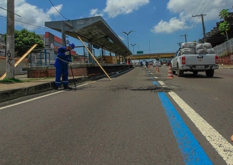 Faixa Azul volta a ser exclusiva para ônibus em avenidas de Manaus; veja data e evite multas