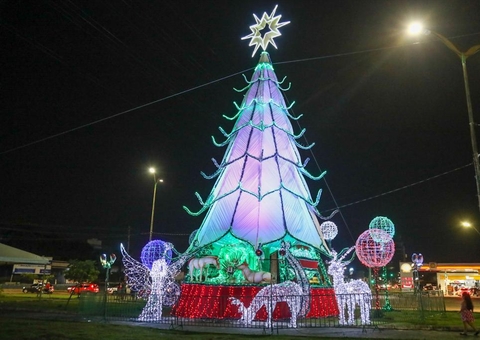 Árvore de Natal é instalada na Bola do Produtor