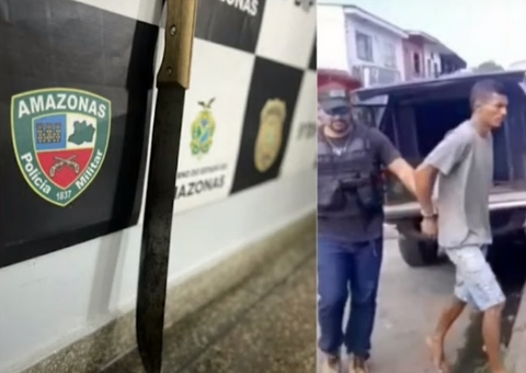 Suspeito de matar rival se arma com terçado para não ser preso em Manaus