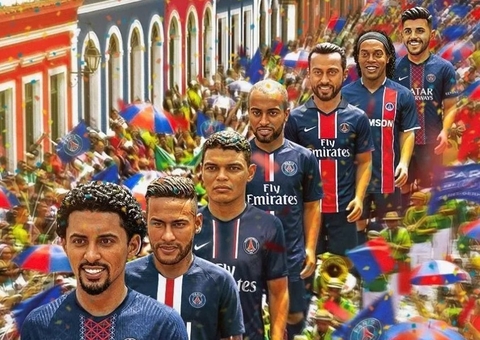 PSG entra no clima do Carnaval e homenageia jogadores brasileiros com bonecos de Olinda