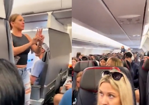 Vídeo: Em avião, mulher entra em pânico acusando passageiro de ser um ‘reptiliano’