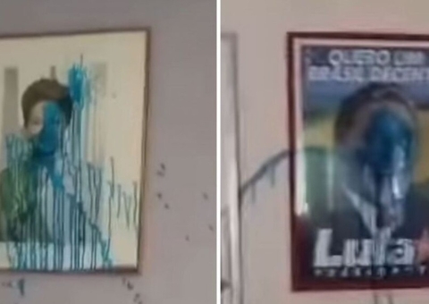 Sede do PT é depredada e imagens de Lula e Dilma são vandalizadas