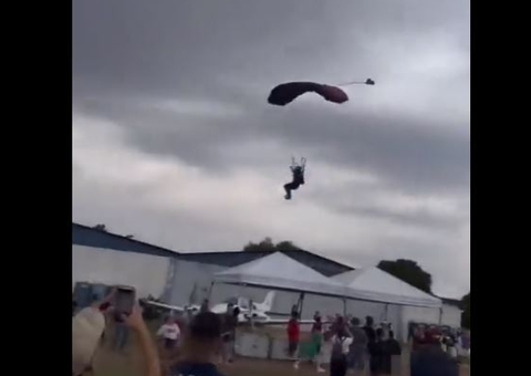 Vídeo: Paraquedista desaba sobre público, mata homem e deixa 2 pessoas feridas
