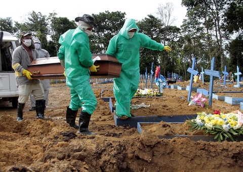 Brasil vive domingo mais 'negro' da pandemia com 1.656 mortos por covid-19