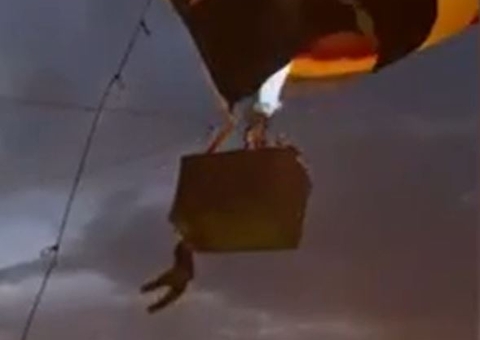 Assistente de piloto despenca de balão ao ser arrastado por rajada de vento