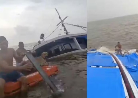 Seis tripulantes e cachorro ficam à deriva após barco naufragar no Pará