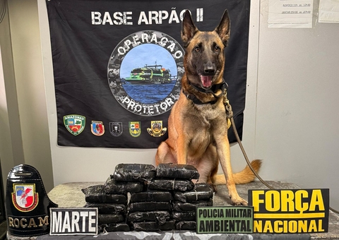 Cadela policial encontra drogas avaliadas em R$ 500 mil no banheiro de embarcação em Coari