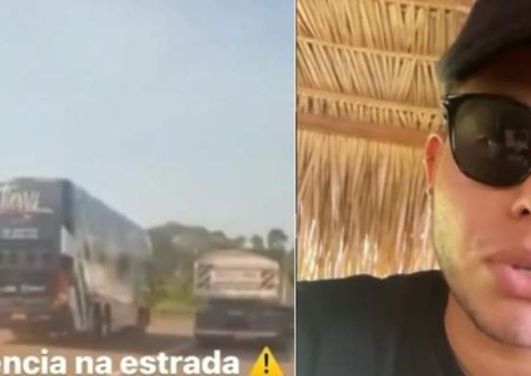 Ônibus de turnê de Tierry é flagrado em manobra perigosa; cantor se pronuncia