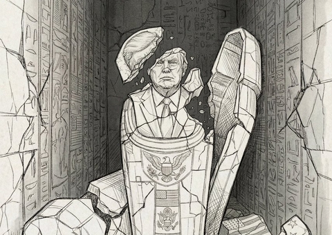 Líder do Irã publica charge com Trump em ruínas e avisa: "Será derrubado"