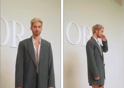 Com look ousado, João Guilherme marca presença no desfile da Dior em Paris