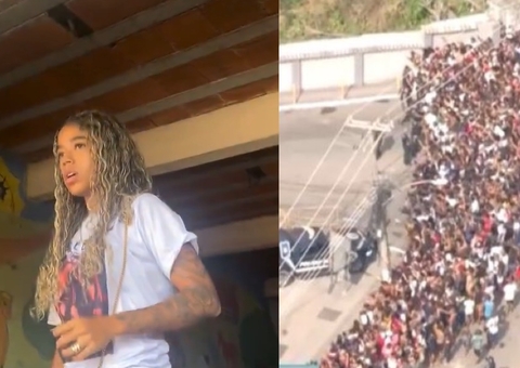 Vivi Noronha e multidão aguardam soltura de Poze do Rodo na frente de presídio 