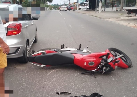 Motociclista fica ferido em acidente na Av. Rodrigo Otávio em Manaus
