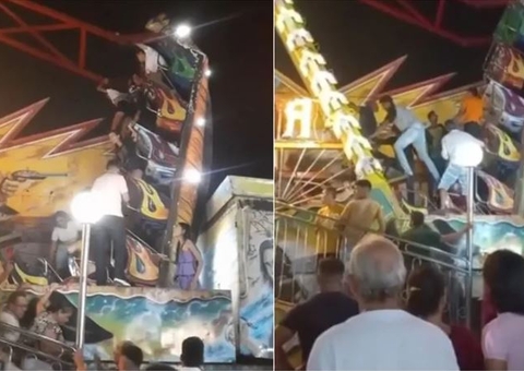 Brinquedo racha ao meio e deixa casal ferido em parque de diversões 