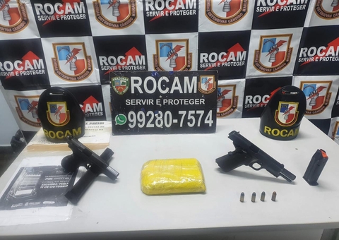 Trio é preso com pistolas e drogas escondidas em Manaus