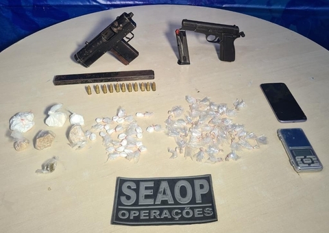 Mulher e cadeirante são presos com drogas e submetralhadora em Manaus