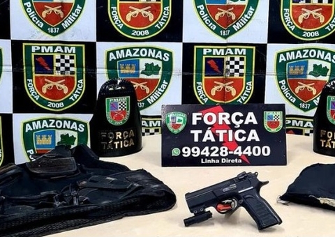 Homem é preso com pistola, colete balístico e mira laser em Manaus 