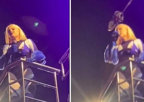 Luísa Sonza é atingida por tênis na cabeça durante show