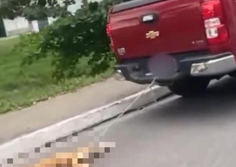 Carro arrasta cachorro amarrado pelas patas em Manaus; motorista foi localizado