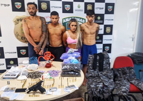 Com fardas da Rocam, drogas e arma, grupo liderado por mulher é preso em Manaus