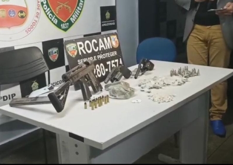 Dupla tenta fugir mas acaba presa com submetralhadora e drogas em Manaus